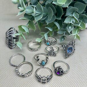 Silvery Stainless Steel Ring Bundle